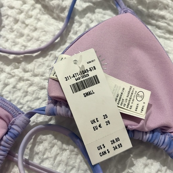 New Hollister Women’s String Bikini Slider Top Size Small Purple Blue NWT - Picture 6 of 13